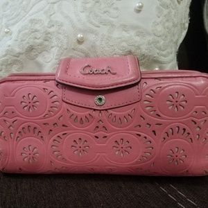 Coach Pink Perforated Wallet